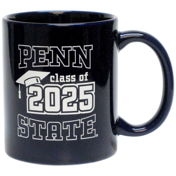 navy ceramic mug with Penn State Class of 2025